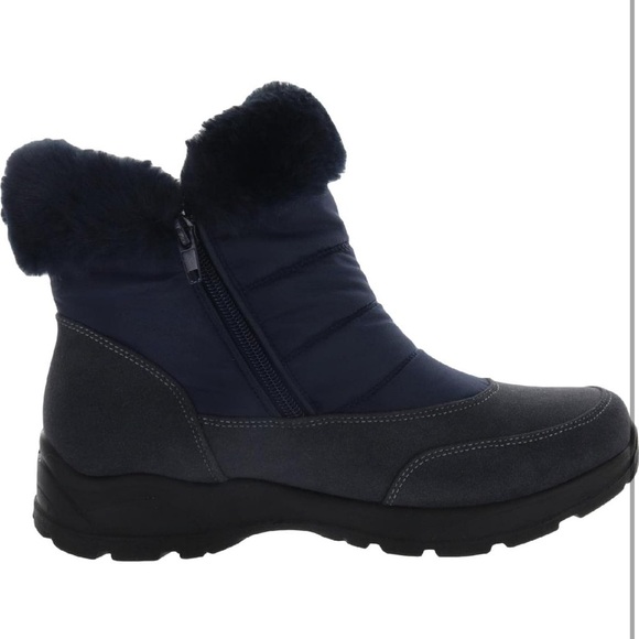 Easy Street Womens Frosty Pull On Round Toe Casual Boots Ankle Low Heel - Blue - Picture 3 of 6